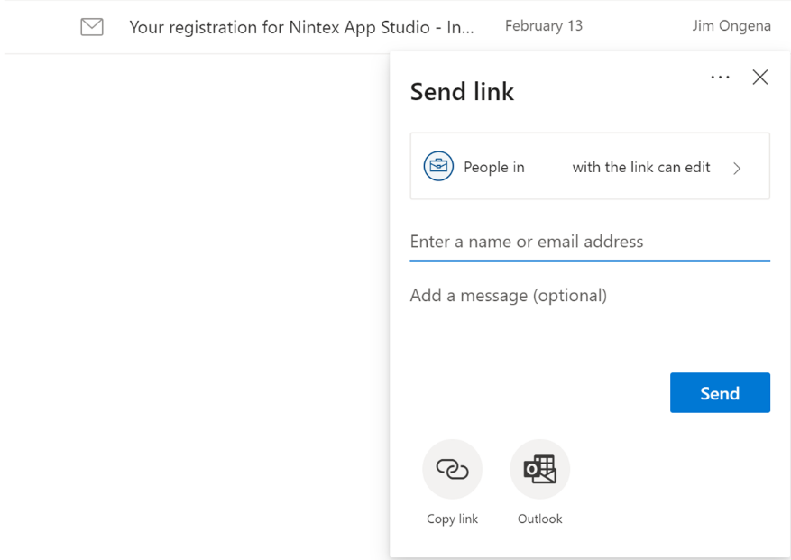 Sharing settings dialog